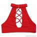 ToBeInStyle Women's Seamless Collar Halter Cross Ex Bikini Top Red B07BX4SSSW